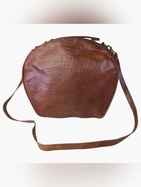 Vintage Creeds Made In Italy Croc Embossed Leather Crossbody Bag, Brown